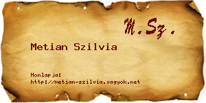 Metian Szilvia névjegykártya